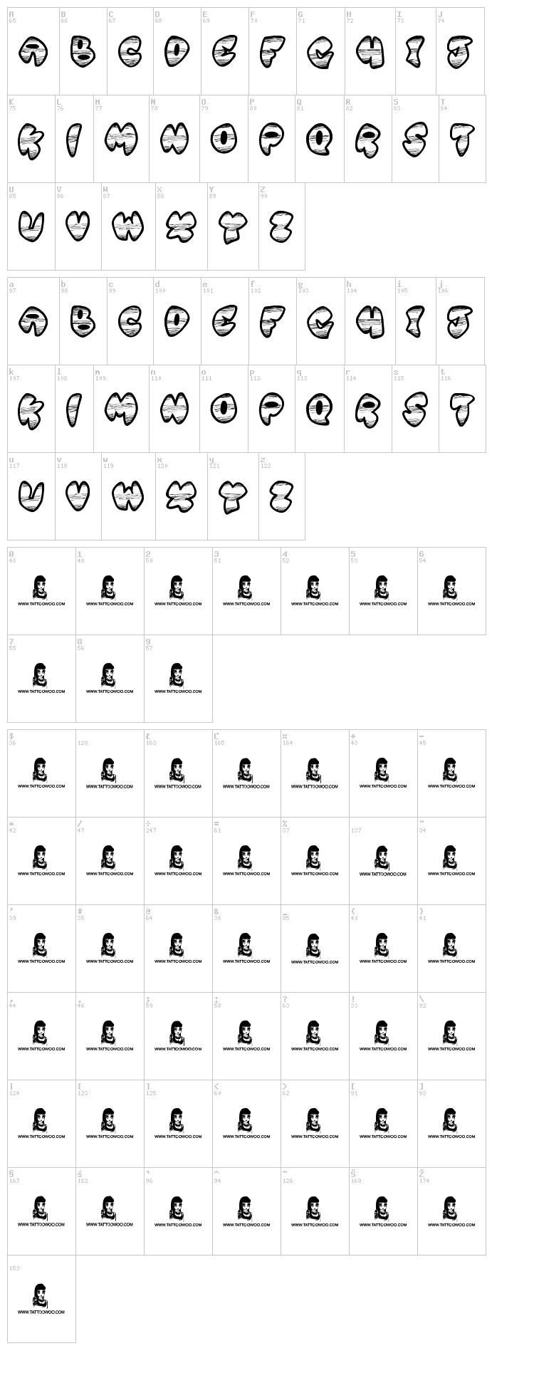 Ghetto Master font map